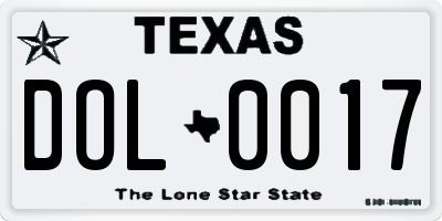 TX license plate DOL0017