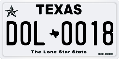 TX license plate DOL0018