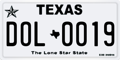 TX license plate DOL0019