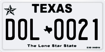 TX license plate DOL0021