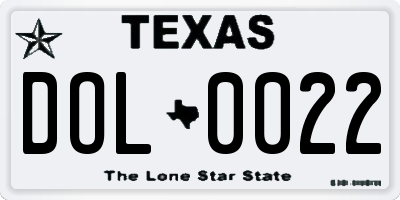 TX license plate DOL0022