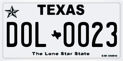TX license plate DOL0023