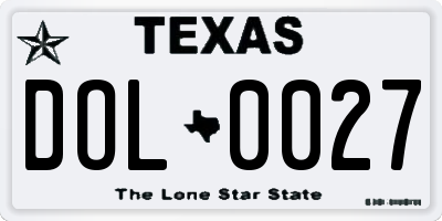 TX license plate DOL0027