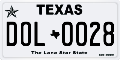 TX license plate DOL0028