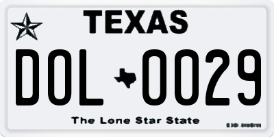 TX license plate DOL0029