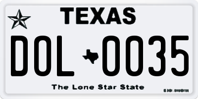 TX license plate DOL0035