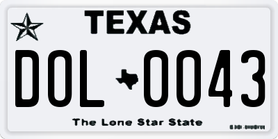 TX license plate DOL0043