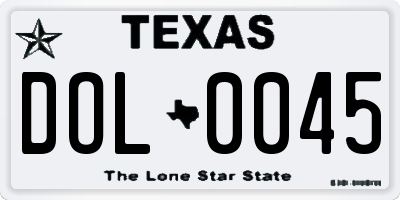 TX license plate DOL0045