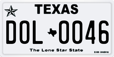 TX license plate DOL0046
