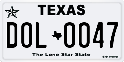 TX license plate DOL0047
