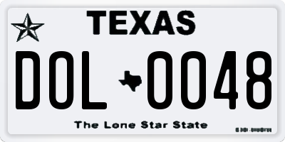 TX license plate DOL0048