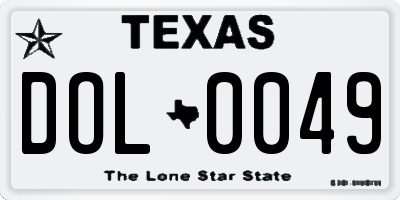 TX license plate DOL0049