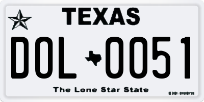 TX license plate DOL0051