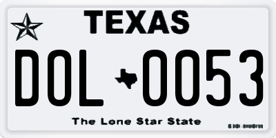 TX license plate DOL0053