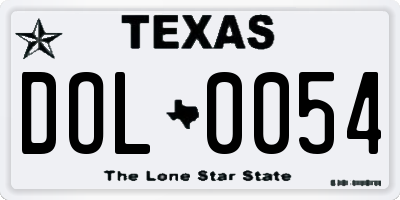 TX license plate DOL0054