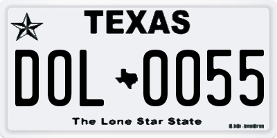 TX license plate DOL0055