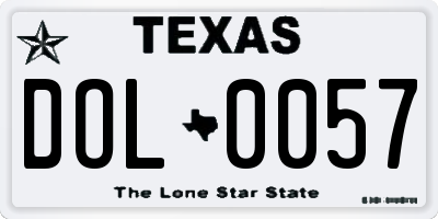 TX license plate DOL0057