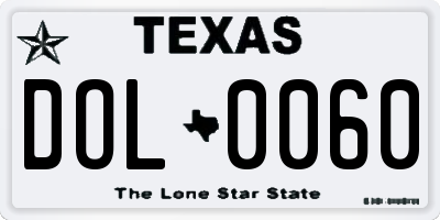 TX license plate DOL0060