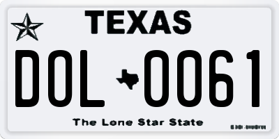 TX license plate DOL0061