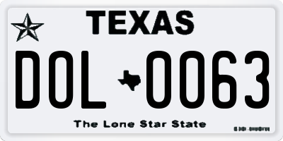 TX license plate DOL0063