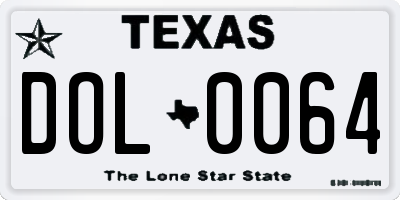 TX license plate DOL0064