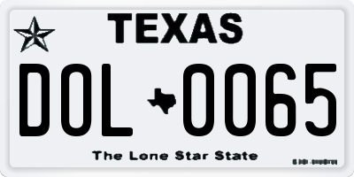 TX license plate DOL0065