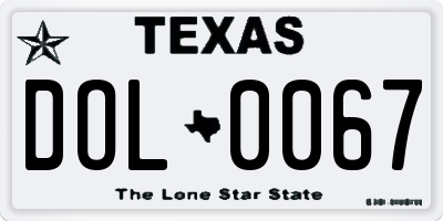 TX license plate DOL0067