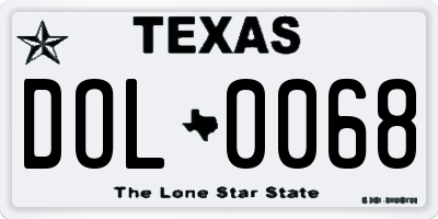 TX license plate DOL0068