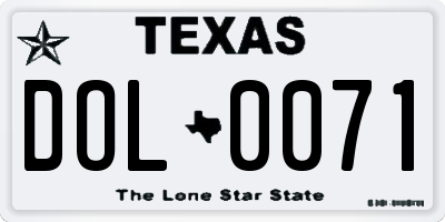 TX license plate DOL0071