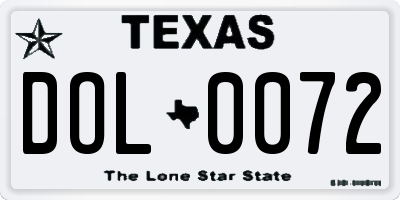 TX license plate DOL0072