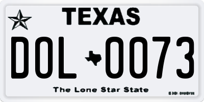 TX license plate DOL0073
