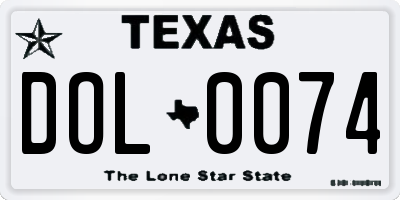 TX license plate DOL0074
