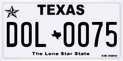 TX license plate DOL0075