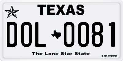 TX license plate DOL0081