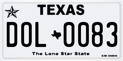 TX license plate DOL0083