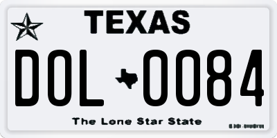 TX license plate DOL0084