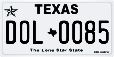 TX license plate DOL0085