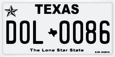 TX license plate DOL0086