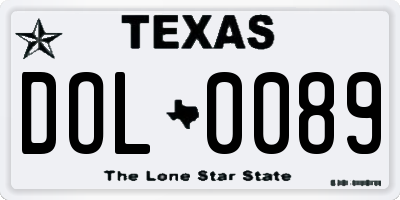 TX license plate DOL0089