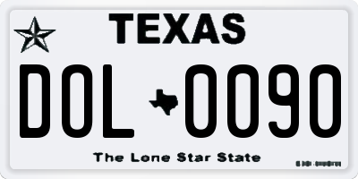TX license plate DOL0090