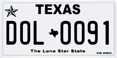 TX license plate DOL0091