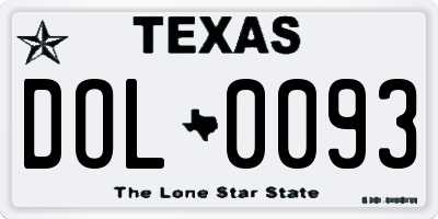 TX license plate DOL0093