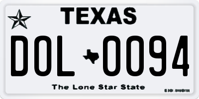 TX license plate DOL0094