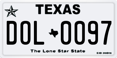 TX license plate DOL0097