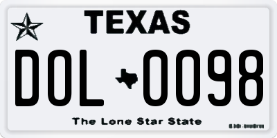 TX license plate DOL0098