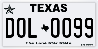 TX license plate DOL0099