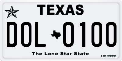 TX license plate DOL0100