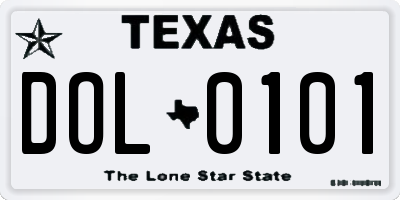 TX license plate DOL0101