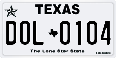 TX license plate DOL0104