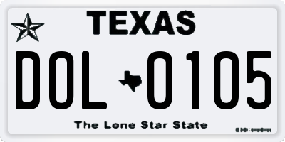 TX license plate DOL0105